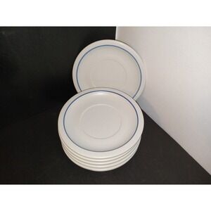 Vintage Pfaltzgraff Yorktowne Blue Gray Saucer 6.25in Plate Set of 6 Lot 1970s‎